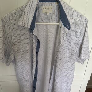 Casual Blue and White Button Down Shirt
